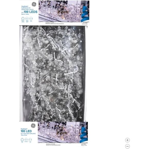 Christmas Lights GE StayBright 100 LED Glitter Gem Garland Warm White Lights New - Picture 4 of 11